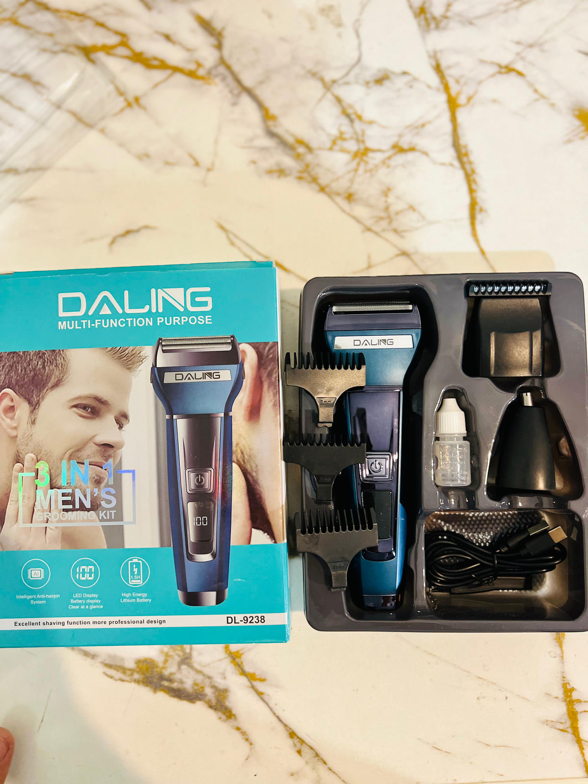 DALING 3-in-1 Professional Grooming Kit  9238 – Shaver, Nose Hair Cutter & Precision Trimmer for Men