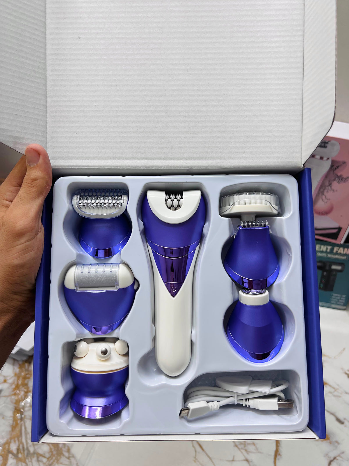 Washable Lady Care Set 7-in-1 M-727 – Lady Shaver, Callus Remover, Massager & Bikini Trimmer