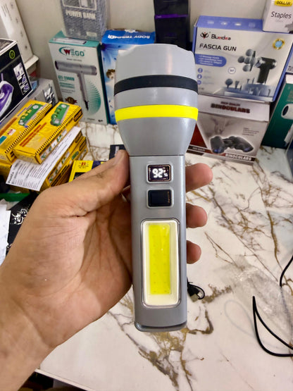 Dual Light Source Torch CH-24084 – Rechargeable High Power Flashlight with Battery Display & Side Light