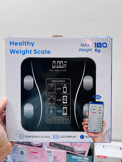 Imported Healthy Weight Digital Scale – 180KG Capacity, Tempered Glass, LCD Display & Mobile App
