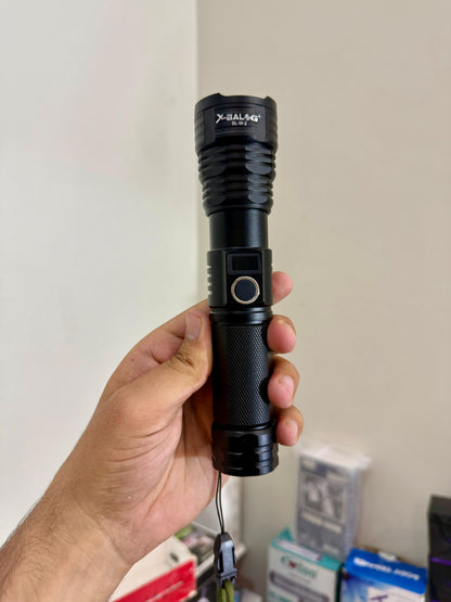 X-BALOG BL-W2 USB Rechargeable LED Flashlight – 2000M High Power Zoom Torch with 8800mAh Battery |