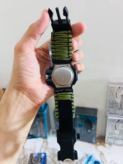 Russian G-3 Yuzex 6-in-1 Outdoor Survival Paracord Watch – Waterproof Military Survival Bracelet with Compass, Fire Starter & Whistle
