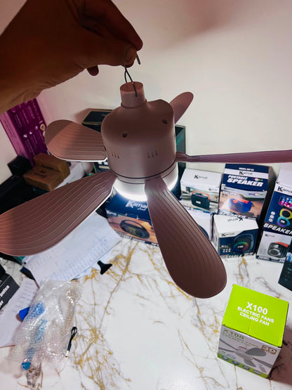 X100 Electric Ceiling Fan with 30 LED Lights & Remote Control 17.5 Wide | 3-Speed Rechargeable Ceiling Fan