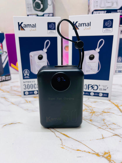 Kamal KPB-035 30000mAh Power Bank – 22.5W Fast Charging, LED Display & 2 Cables