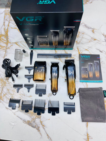 VGR Voyager V-644 3-in-3 Rechargeable Grooming Kit – Foil Shaver, T-Blade Trimmer & Precision Groomer|🇦🇷ARGENTINA LOT
