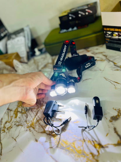 High Power 3x CREE T6 LED Head Lamp with 2x 18650 Rechargeable Batteries – Ultra Bright Head Torch | AwamiImport.com
