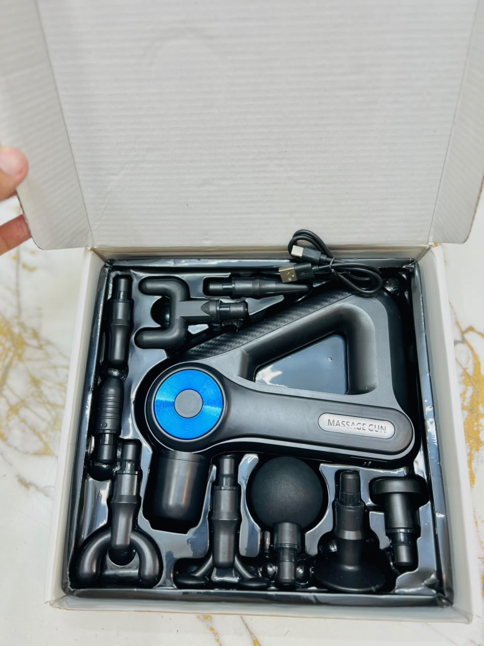SLH-8891 Massage Gun – 9 Massage Heads, Adjustable Levels & Rechargeable Lithium Battery