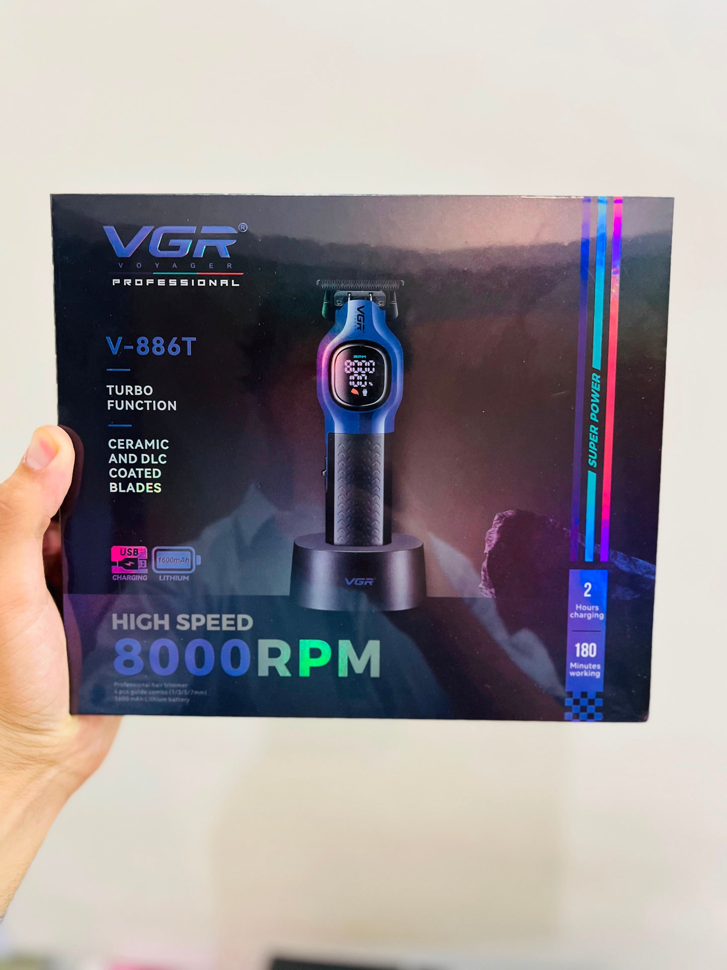 VGR V-886-T Professional Hair Clipper – 8000 RPM High-Speed Motor|🇦🇷ARGENTINA LOT