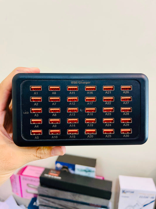 30-Port USB Smart Charging Station | Fast Multi-Device Charger 100-240V AC | 5V USB Charging Hub