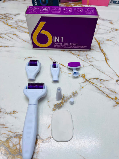 Imported 6-in-1 Derma Roller System – 1200 Needles, Face, Body & Eye Care Kit