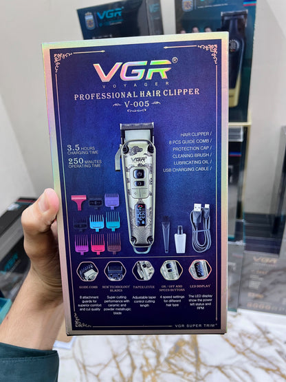 VGR Voyager Professional V-005 Hair Clipper – 7000 RPM, Powder Metallurgic Blade, 2600mAh Battery & 250 Minutes Runtime|🇦🇷ARGENTINA LOT