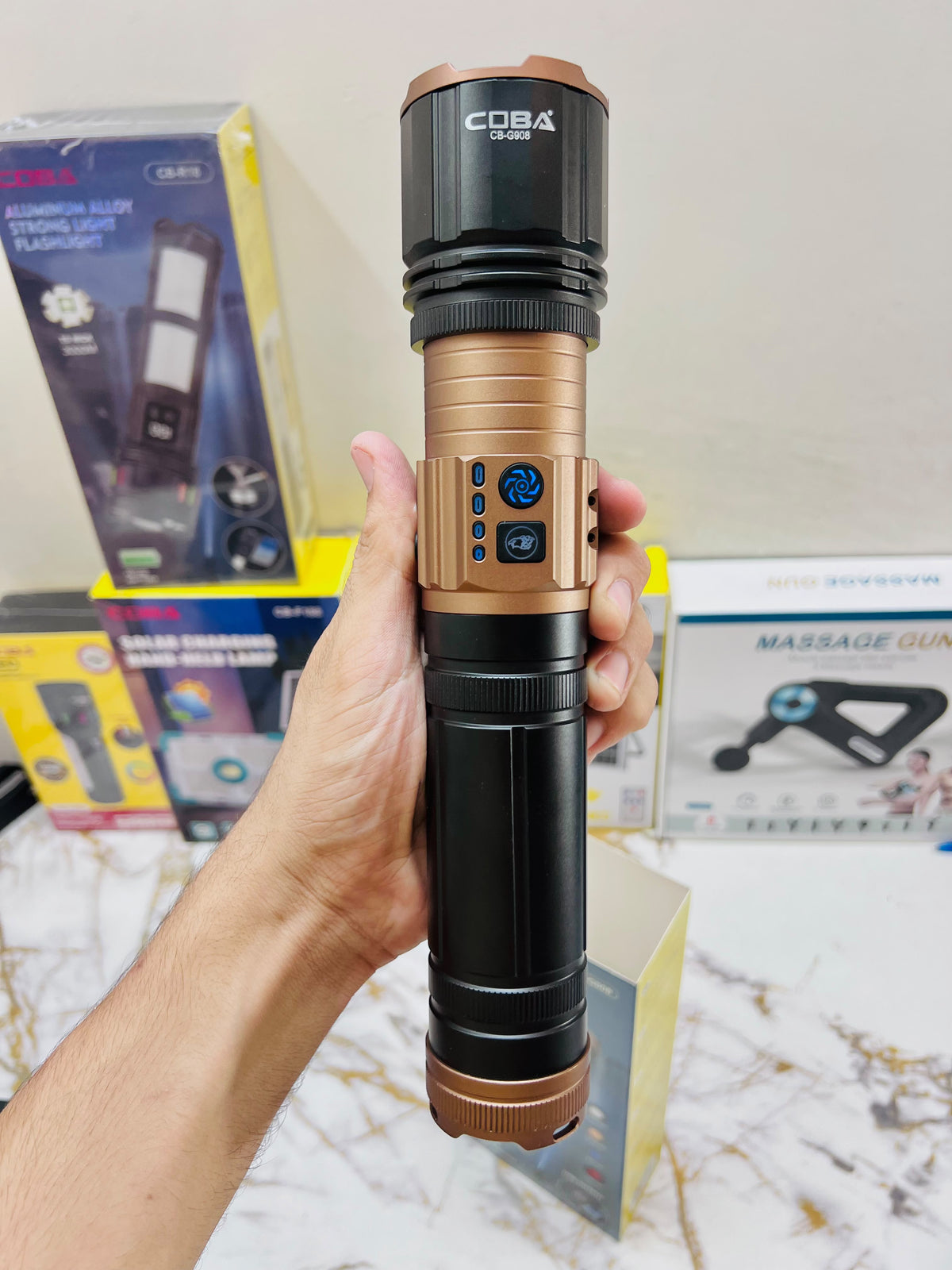 COBA CB-G908 Aluminium Alloy Strong Flashlight – Up to 3000M Long-Range Beam
