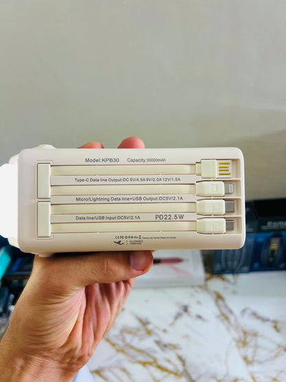 Kamal  30000mAh Power Bank KPB30 -Speed Backup with LED Lamp |
