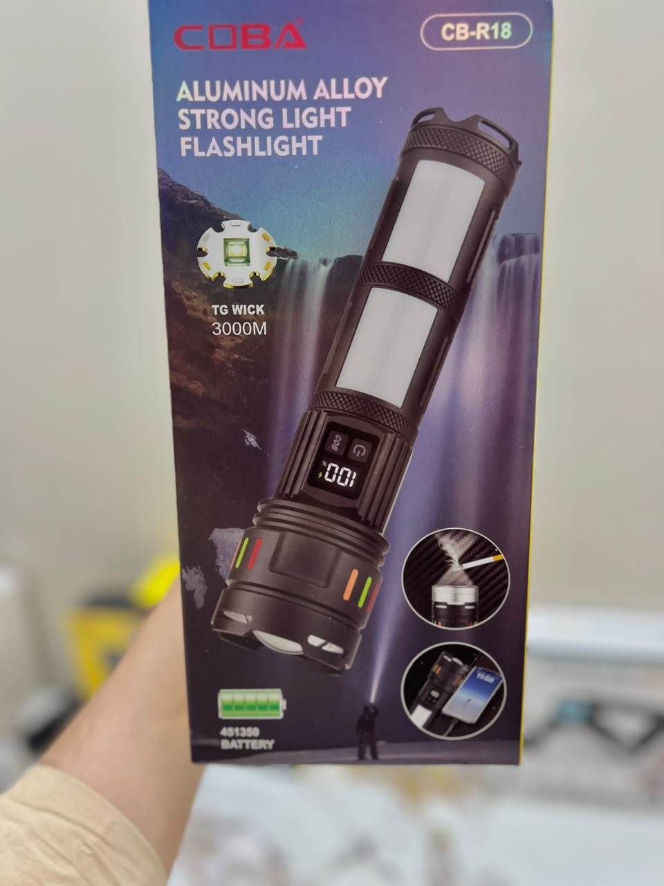 COBA CB-R18 3000M Strong Light Flashlight – Aluminium Alloy Body, Powerful Long-Range Torch