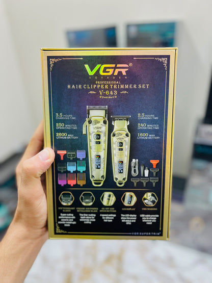 VGR Voyager V-643 Professional Hair Clipper & Trimmer Set – 5500–7000 RPM, & Auto Testing Function|🇦🇷ARGENTINA LOT