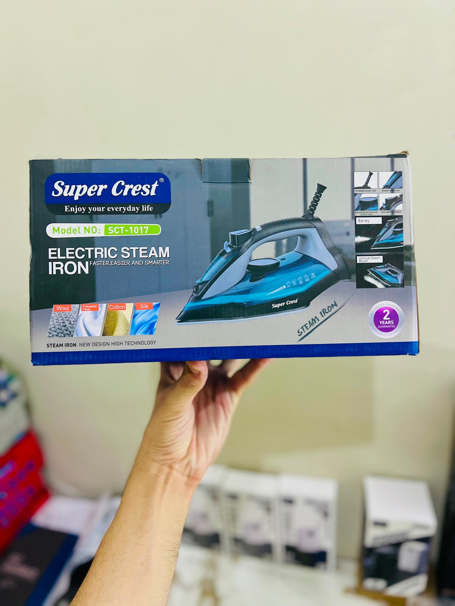 Super Crest SCT-1017 Electric Steam Iron – Powerful Wrinkle Removal (2 Year Warranty) |