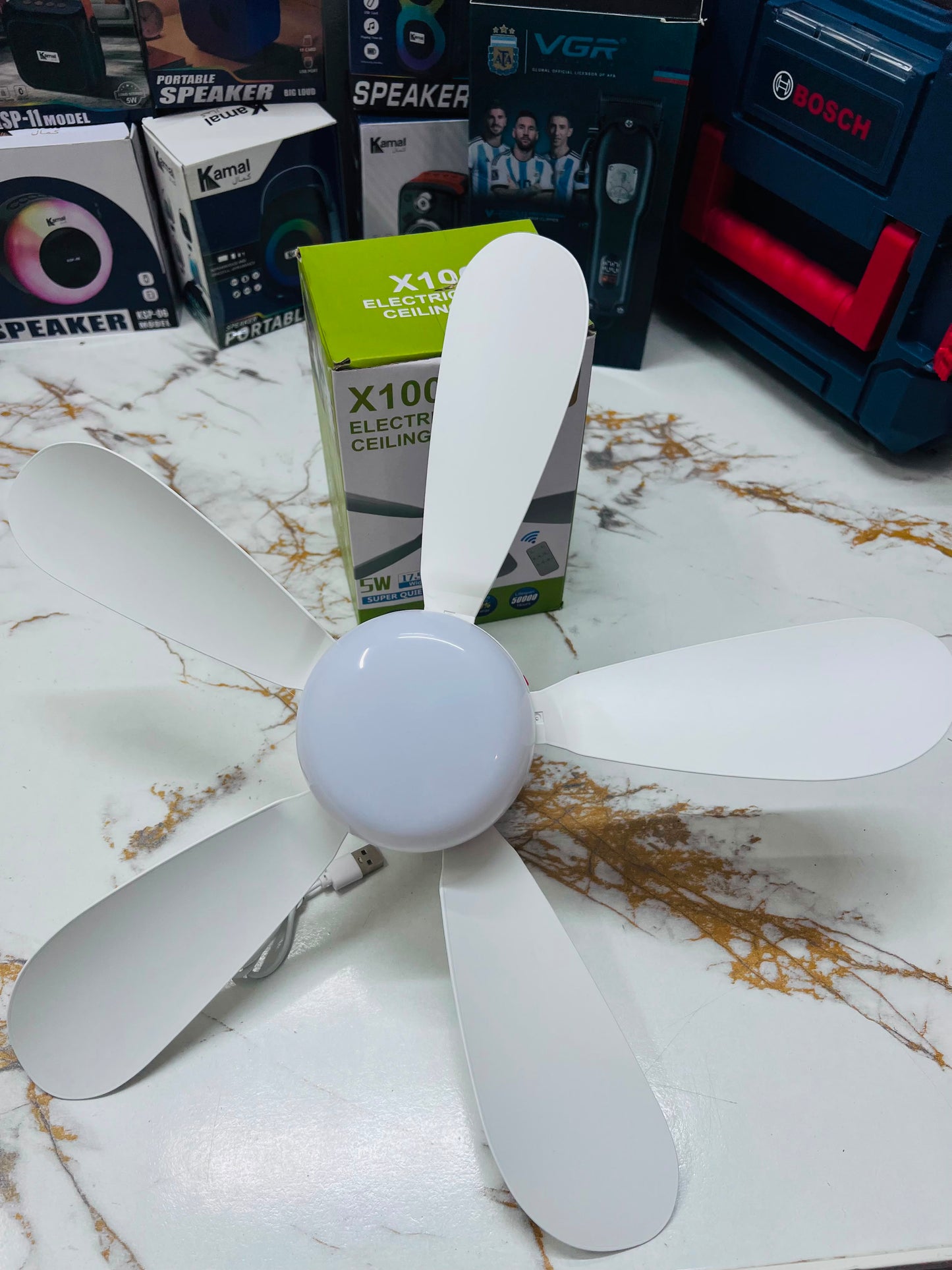 X100 Electric Ceiling Fan with 30 LED Lights & Remote Control 17.5 Wide | 3-Speed Rechargeable Ceiling Fan