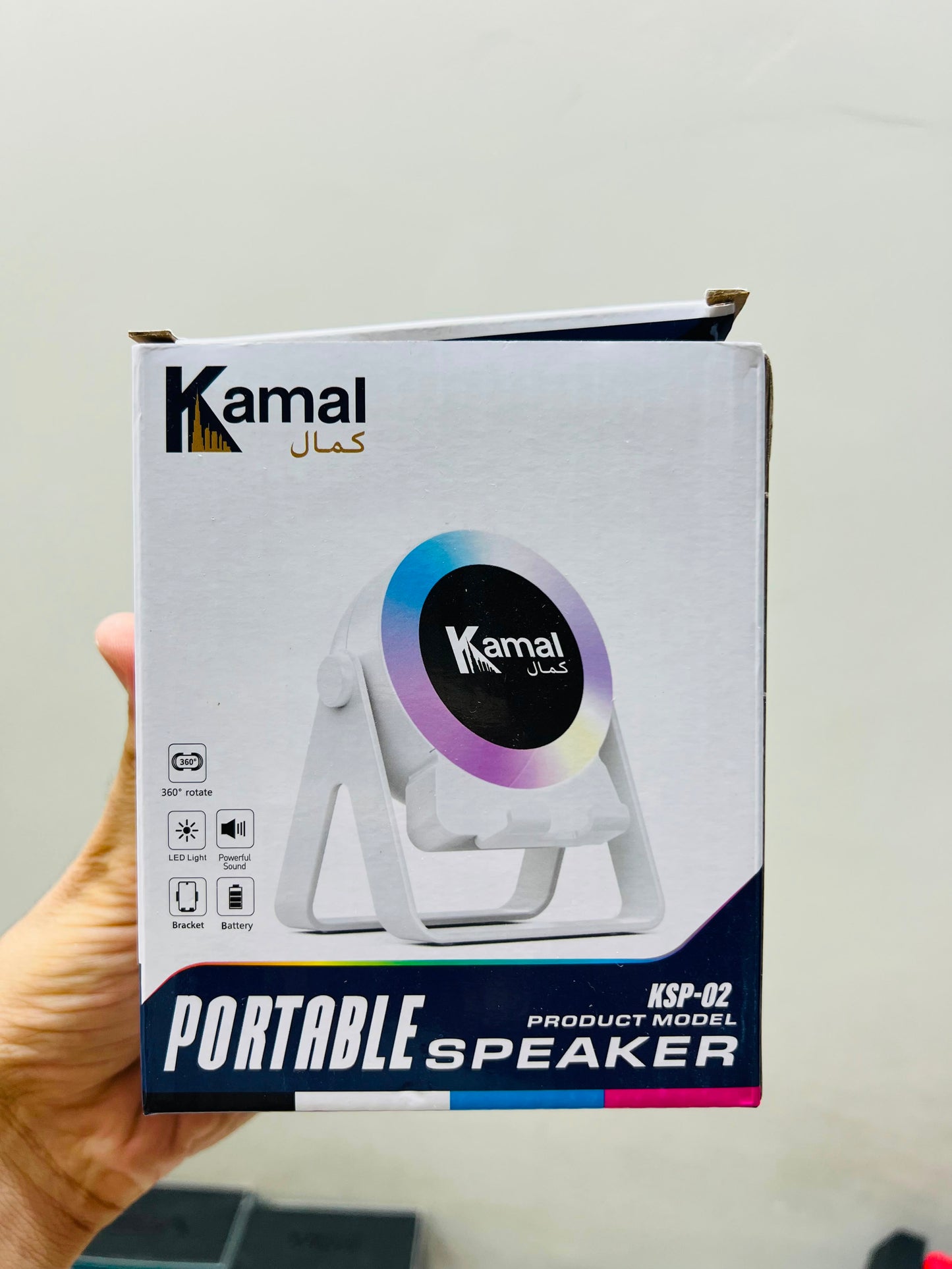 Kamal Portable Speaker KSP-02 – 360° Rotating Powerful Sound with LED Light