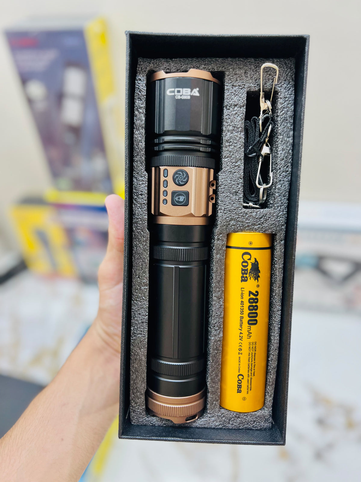 COBA CB-G908 Aluminium Alloy Strong Flashlight – Up to 3000M Long-Range Beam