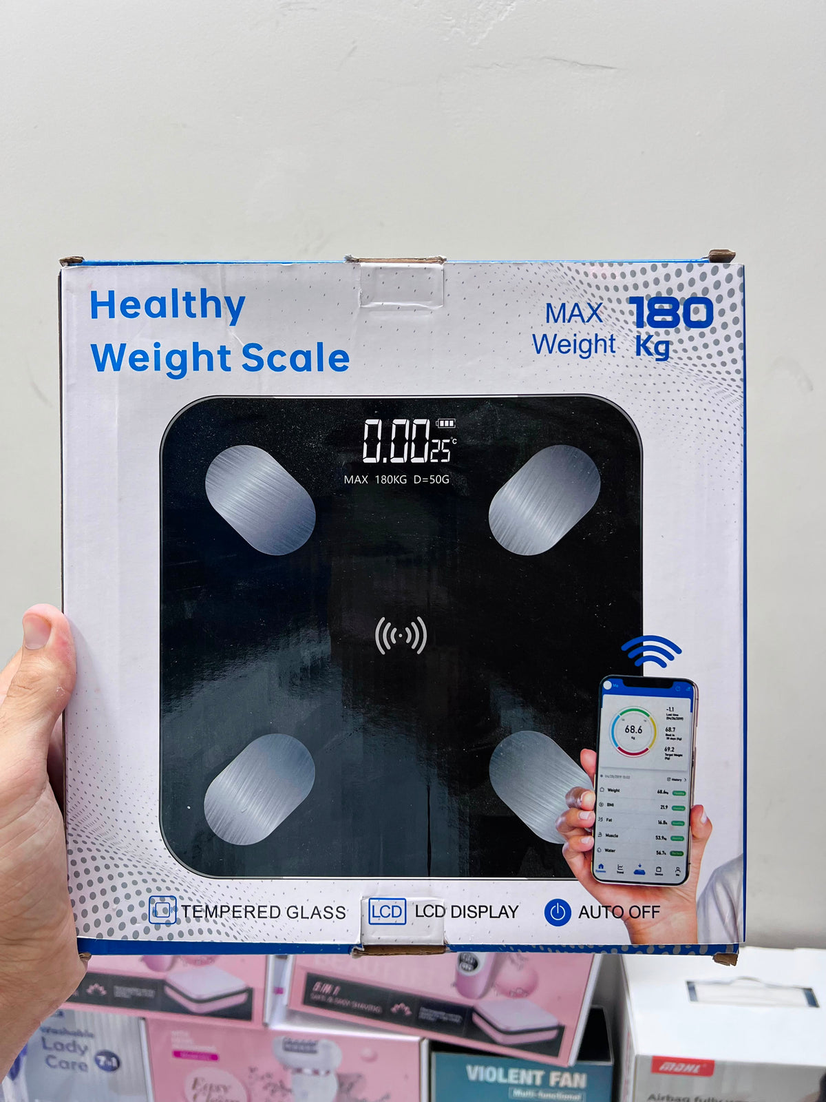 Imported Healthy Weight Digital Scale – 180KG Capacity, Tempered Glass, LCD Display & Mobile App
