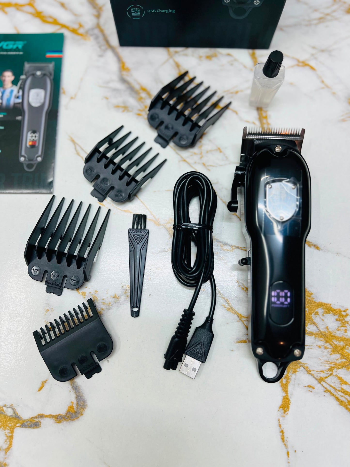 VGR V-652M Professional Hair Clipper – Stainless Steel Blade, 1500mAh Battery|🇦🇷ARGENTINA LOT